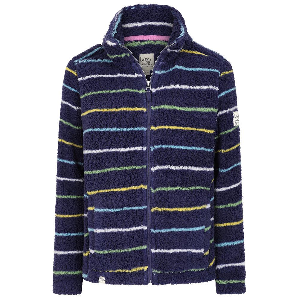 Navy-Green - Front - Lazy Jacks Womens-Ladies Fleece Jacket