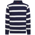 Marine Blue-White - Lifestyle - Lazy Jacks Mens Striped Long-Sleeved Rugby Polo Shirt
