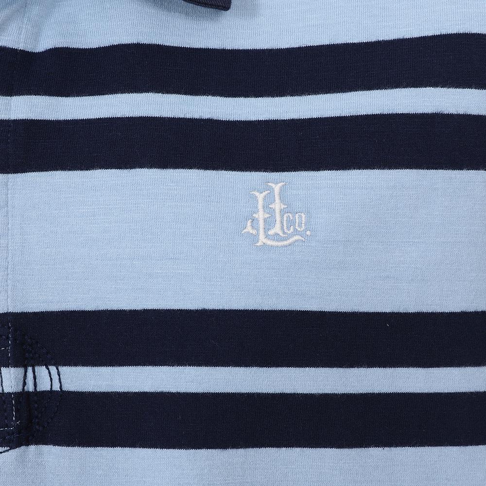 Sky - Back - Lazy Jacks Mens Striped Short-Sleeved Rugby Polo Shirt