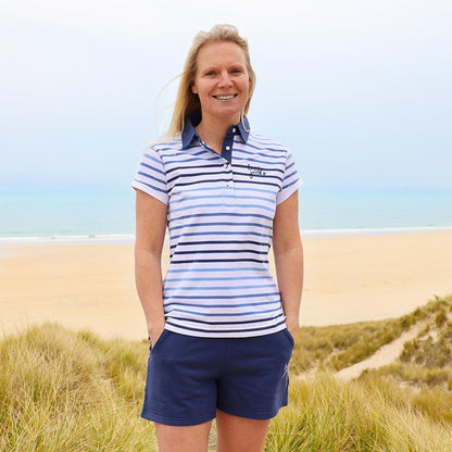 Multicoloured - Back - Lazy Jacks Womens-Ladies Stripe Polo Shirt