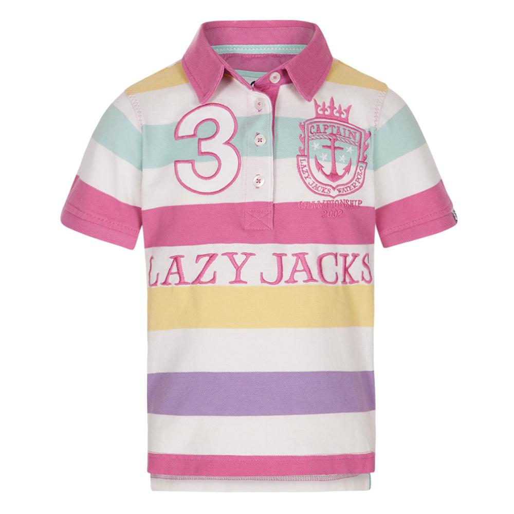 Multicoloured - Front - Lazy Jacks Girls Stripe Polo Shirt