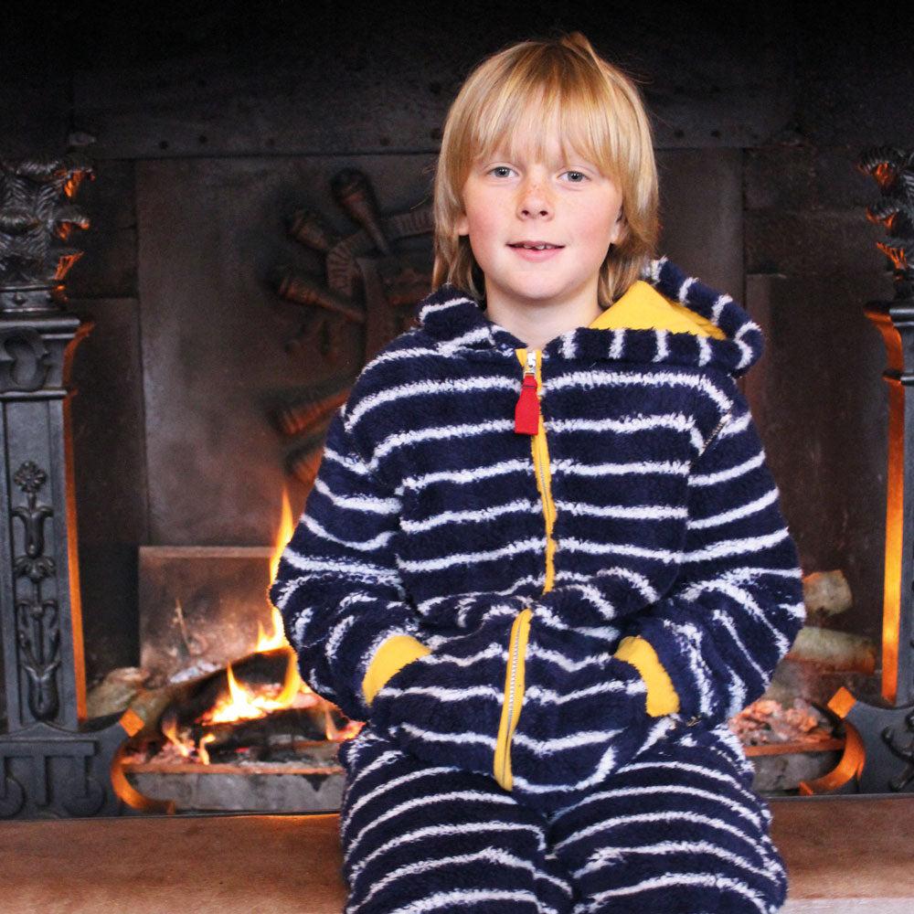 Marine - Back - Lazy Jacks Boys Snug Fit All-In-One Nightwear