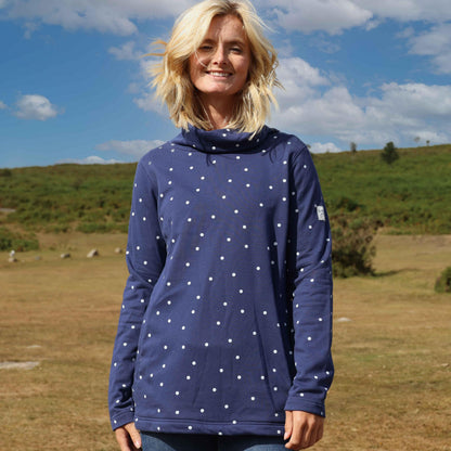 Twilight-White - Back - Lazy Jacks Womens-Ladies Polka Dot Sweatshirt