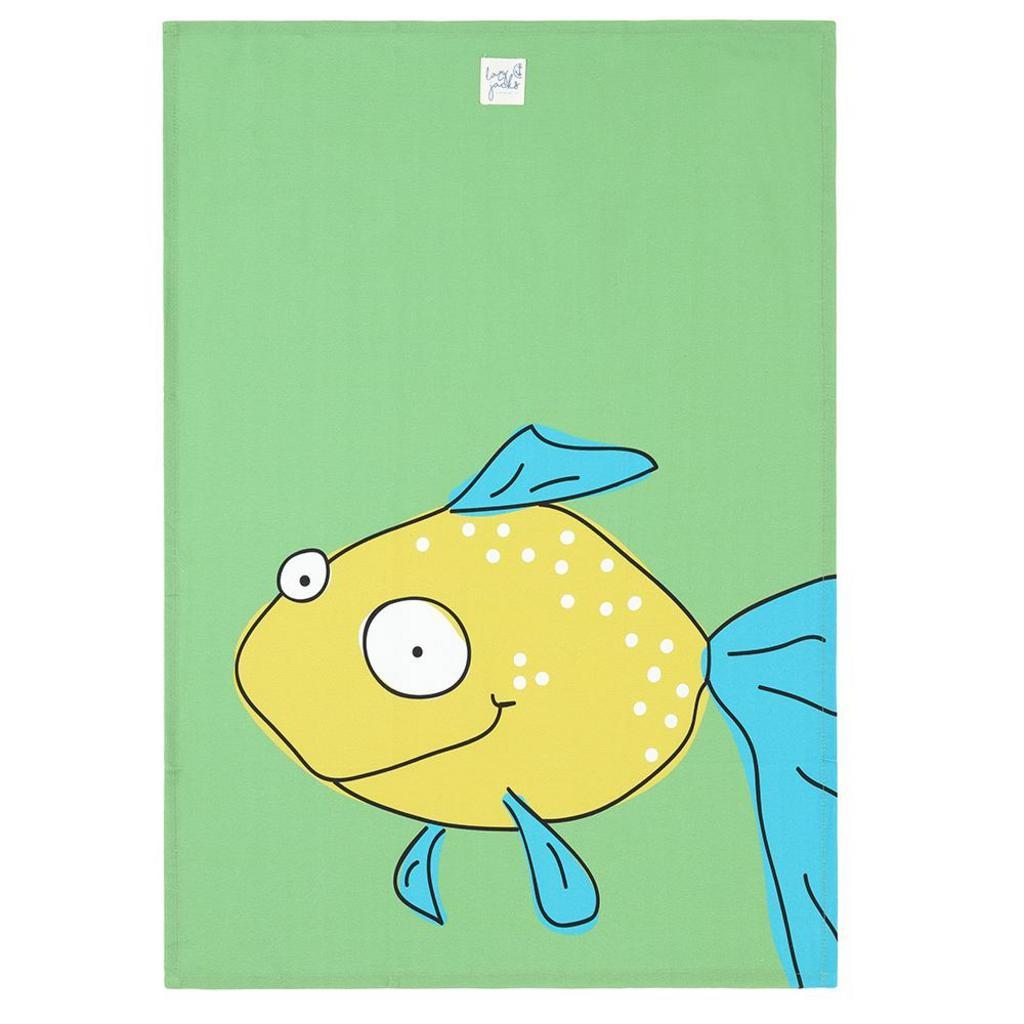 Light Green - Side - Lazy Jacks Fish Tea Towel (Pack of 2)