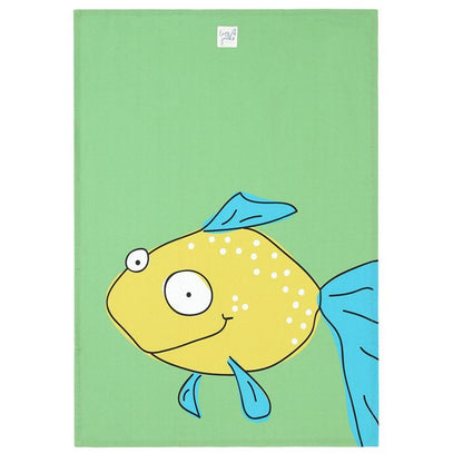 Light Green - Side - Lazy Jacks Fish Tea Towel (Pack of 2)