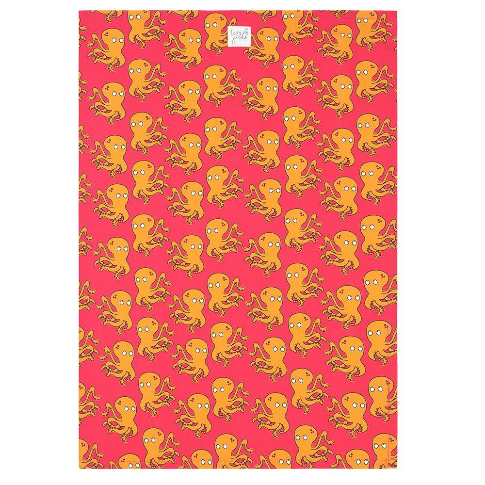 Red - Back - Lazy Jacks Octopus Tea Towel (Pack of 2)