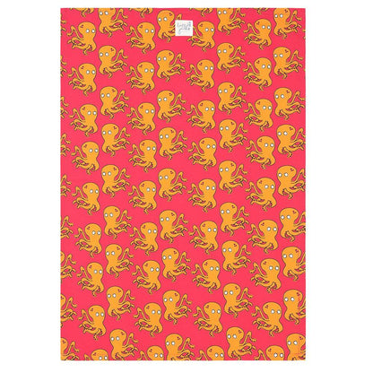 Red - Back - Lazy Jacks Octopus Tea Towel (Pack of 2)