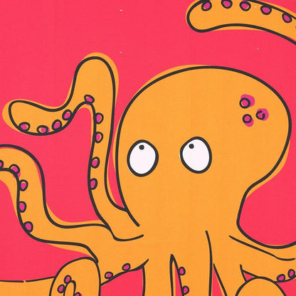 Red - Side - Lazy Jacks Octopus Tea Towel (Pack of 2)