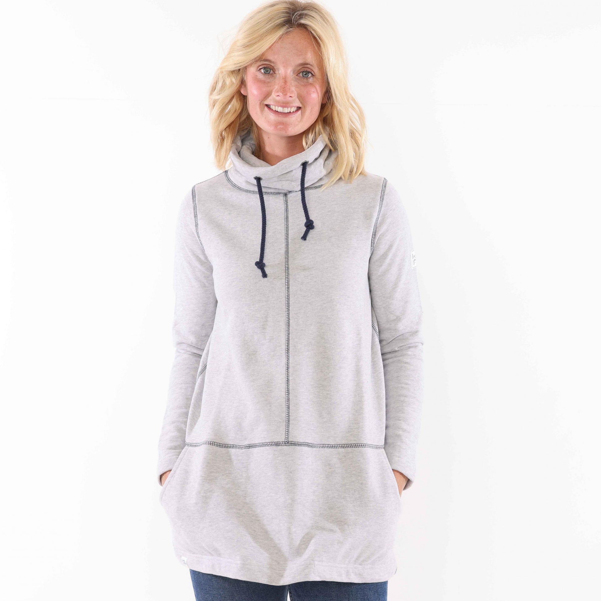 Grey Marl - Front - Lazy Jacks Womens-Ladies Plain Sweatshirt