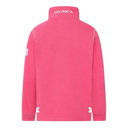Cherry - Back - Lazy Jacks Girls Plain Soft Quarter Zip Sweatshirt