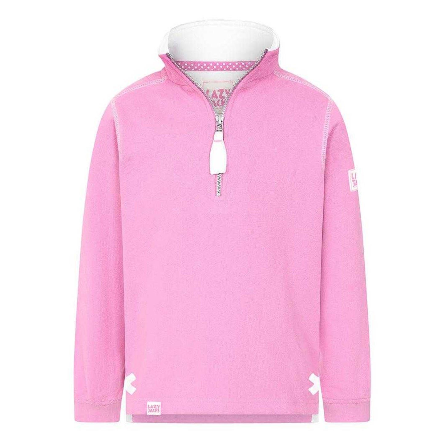 Fuchsia - Front - Lazy Jacks Girls Plain Soft Quarter Zip Sweatshirt