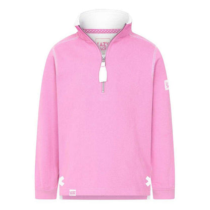 Fuchsia - Front - Lazy Jacks Girls Plain Soft Quarter Zip Sweatshirt