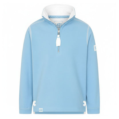 Sky - Front - Lazy Jacks Girls Plain Soft Quarter Zip Sweatshirt