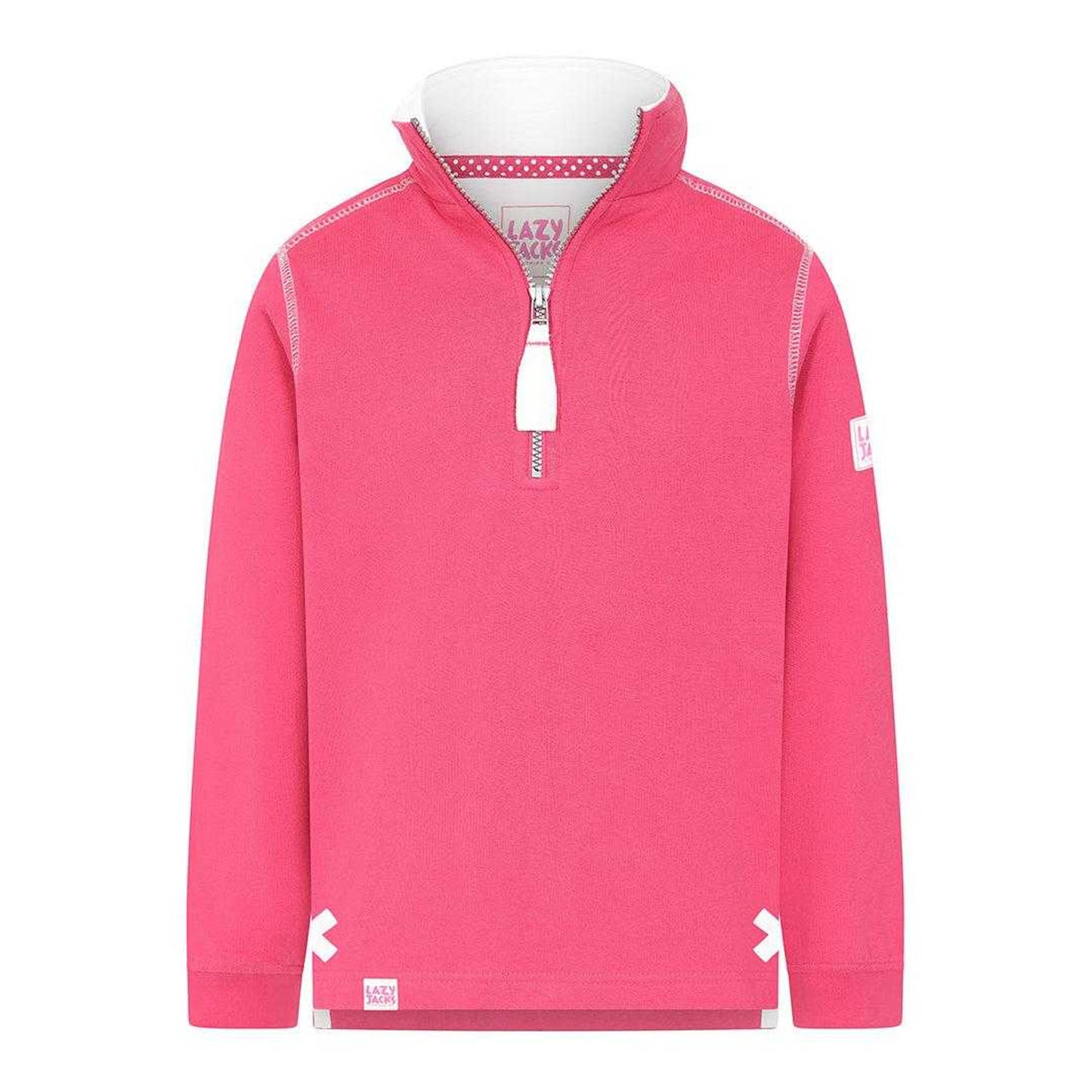 Cherry - Front - Lazy Jacks Girls Plain Soft Quarter Zip Sweatshirt