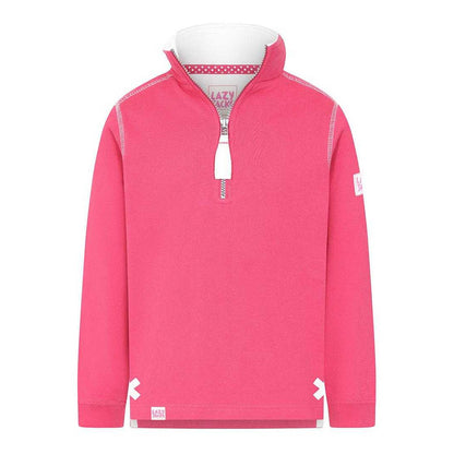 Cherry - Front - Lazy Jacks Girls Plain Soft Quarter Zip Sweatshirt