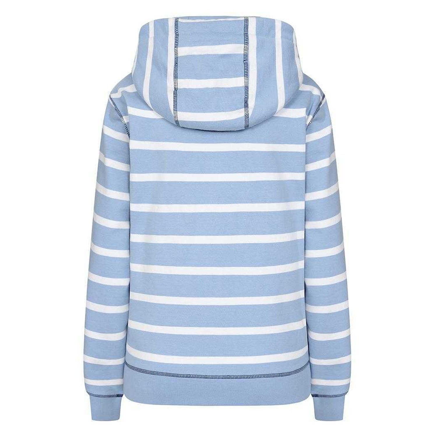 Sky - Back - Lazy Jacks Womens-Ladies Striped Full Zip Hoodie
