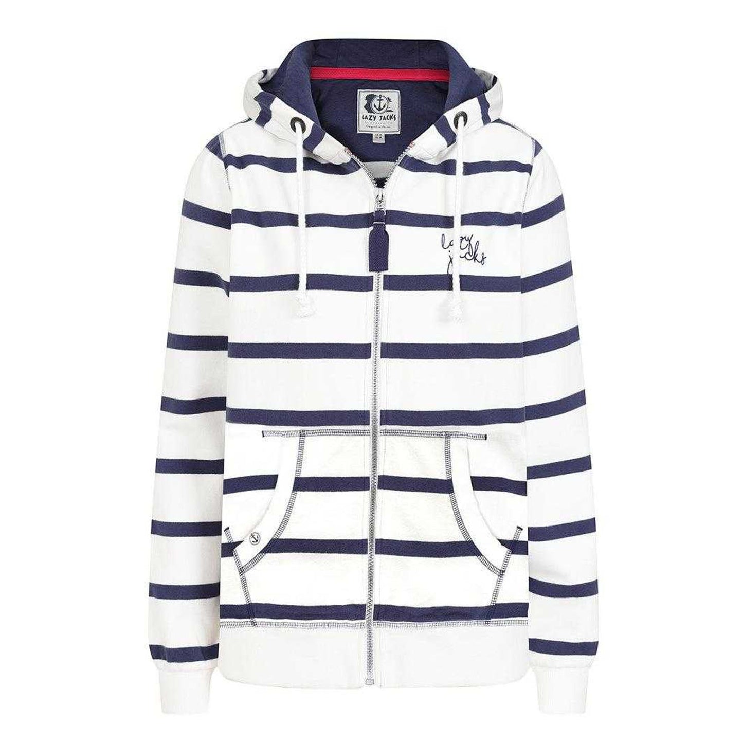 Twilight - Front - Lazy Jacks Womens-Ladies Striped Full Zip Hoodie