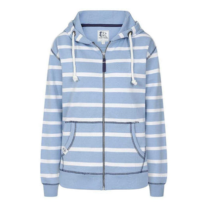 Sky - Front - Lazy Jacks Womens-Ladies Striped Full Zip Hoodie
