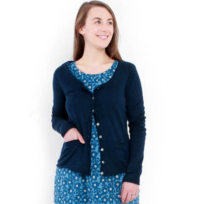 Marine - Back - Lazy Jacks Womens-Ladies Knitted Cardigan