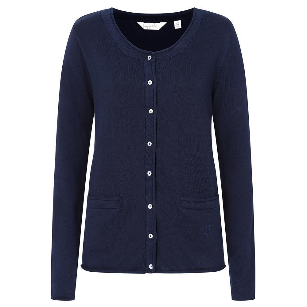 Marine - Front - Lazy Jacks Womens-Ladies Knitted Cardigan