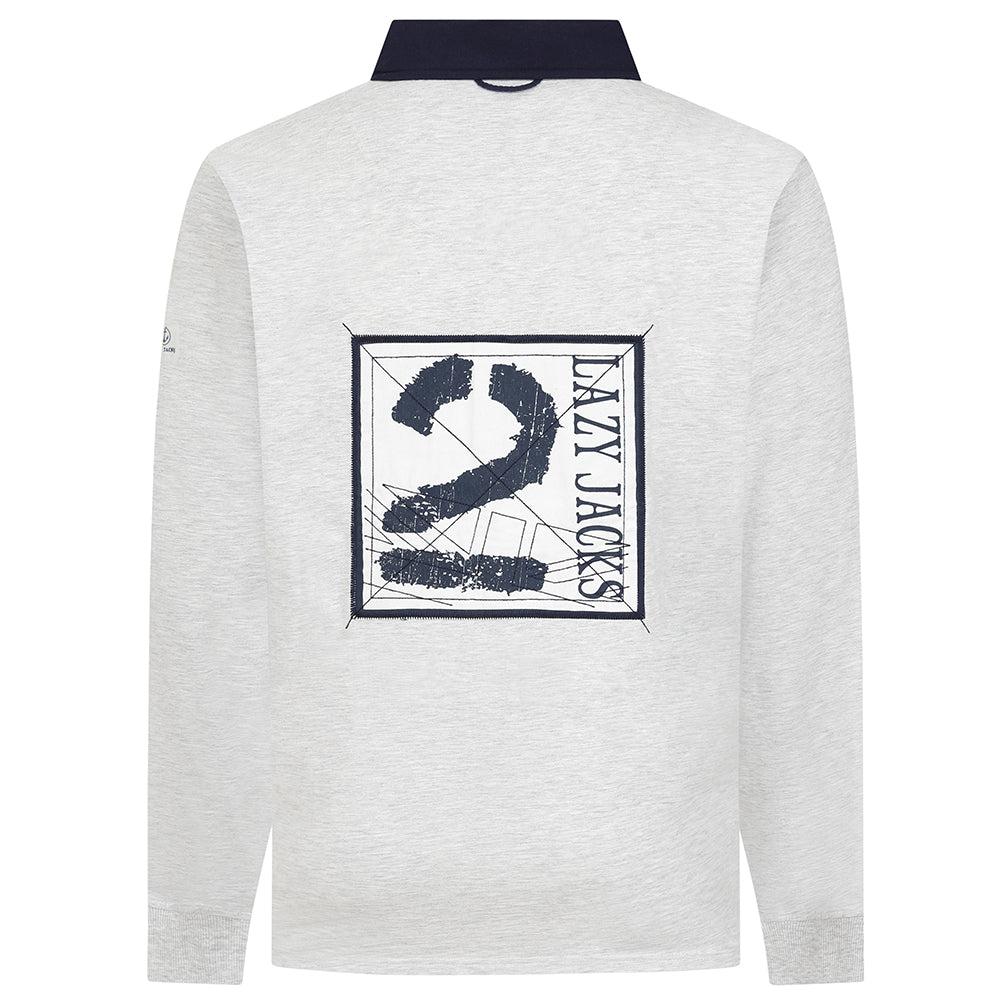 Grey Marl - Side - Lazy Jacks Unisex Adult Back Print Rugby Shirt