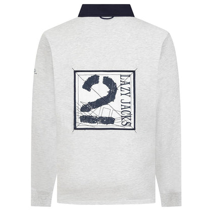 Grey Marl - Side - Lazy Jacks Unisex Adult Back Print Rugby Shirt