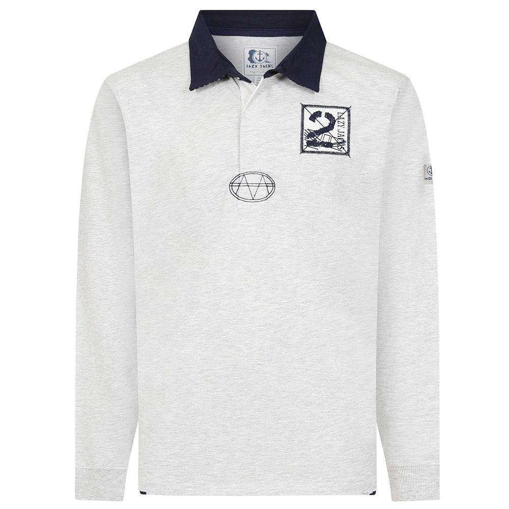 Grey Marl - Front - Lazy Jacks Unisex Adult Back Print Rugby Shirt