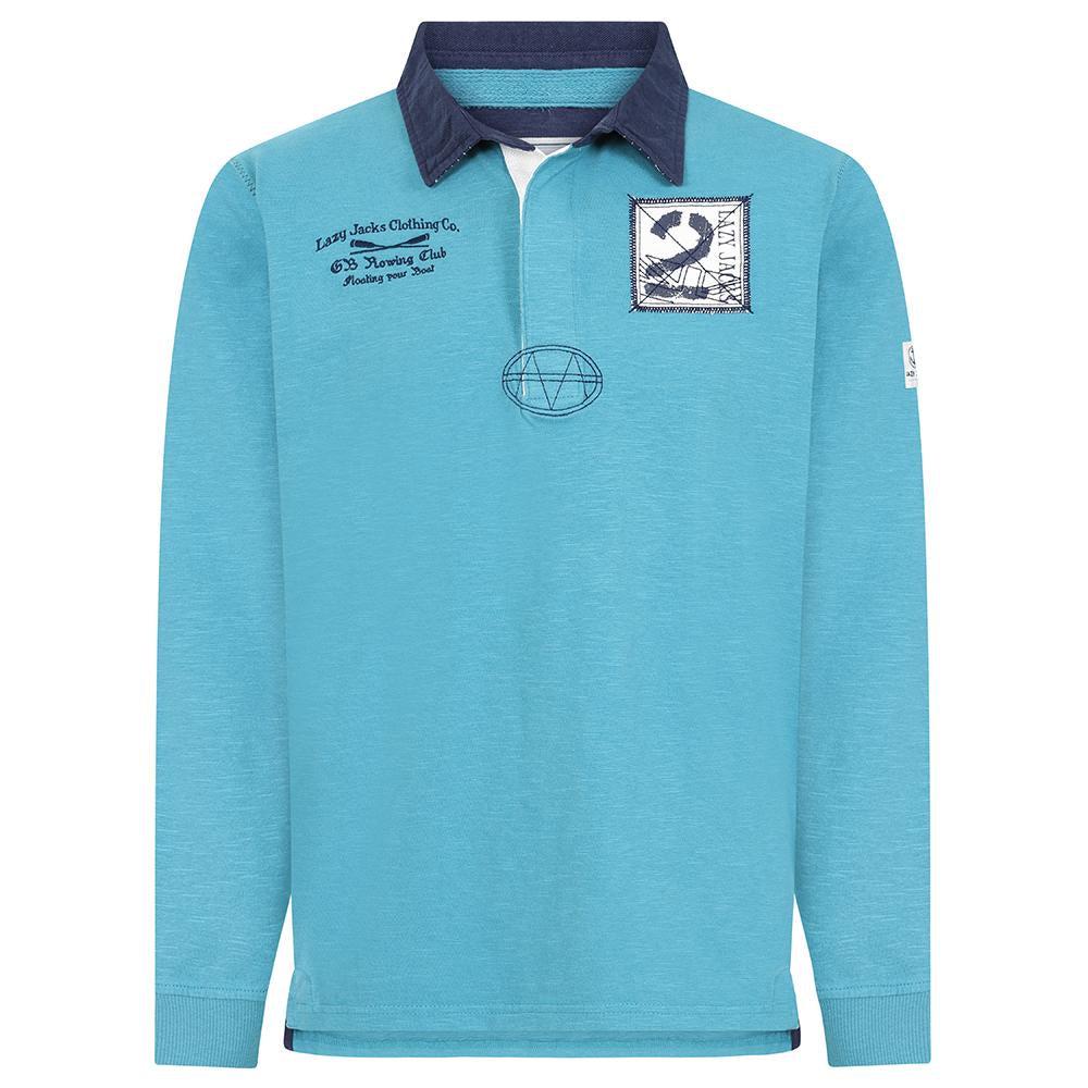 Teal - Pack Shot - Lazy Jacks Mens Contrast Collar Rugby Shirt