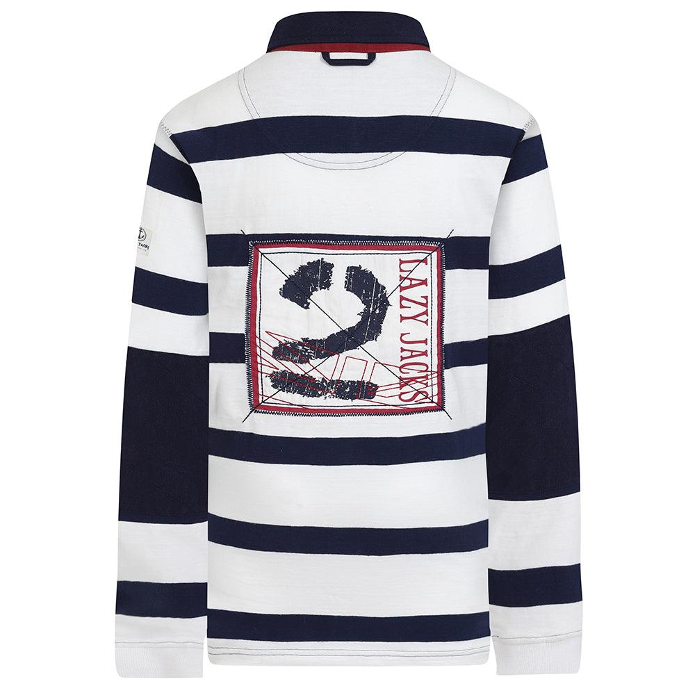 White - Side - Lazy Jacks Boys Striped Rugby Shirt