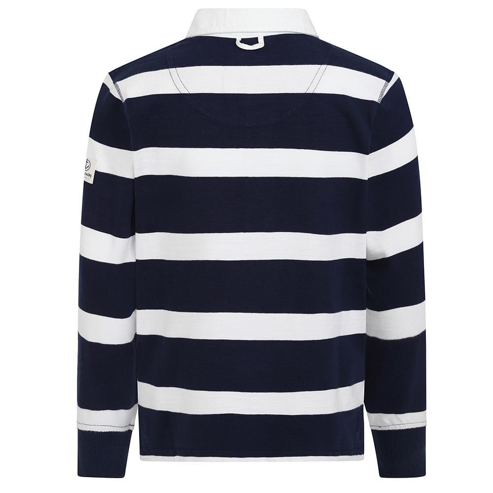 Marine-Rouge - Side - Lazy Jacks Boys Striped Rugby Shirt