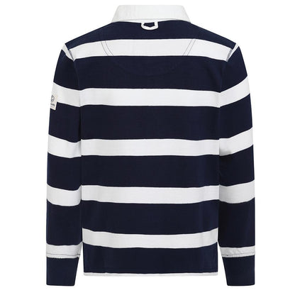 Marine-Rouge - Side - Lazy Jacks Boys Striped Rugby Shirt