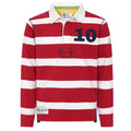 Crimson - Front - Lazy Jacks Boys Striped Rugby Shirt