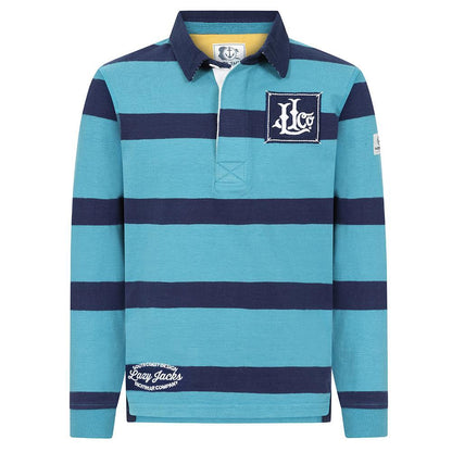 Teal - Front - Lazy Jacks Boys Striped Rugby Shirt