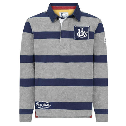 Grey Marl - Front - Lazy Jacks Boys Striped Rugby Shirt