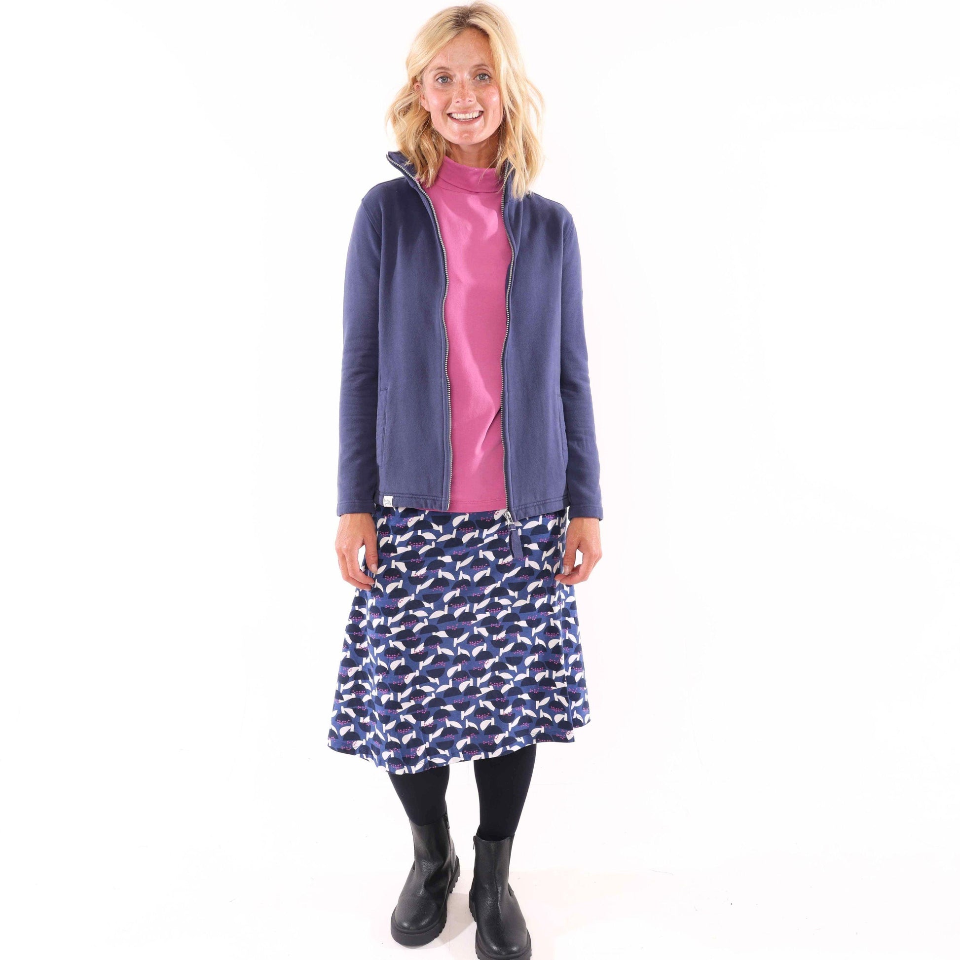 Blue - Back - Lazy Jacks Womens-Ladies Stem Jersey Skirt