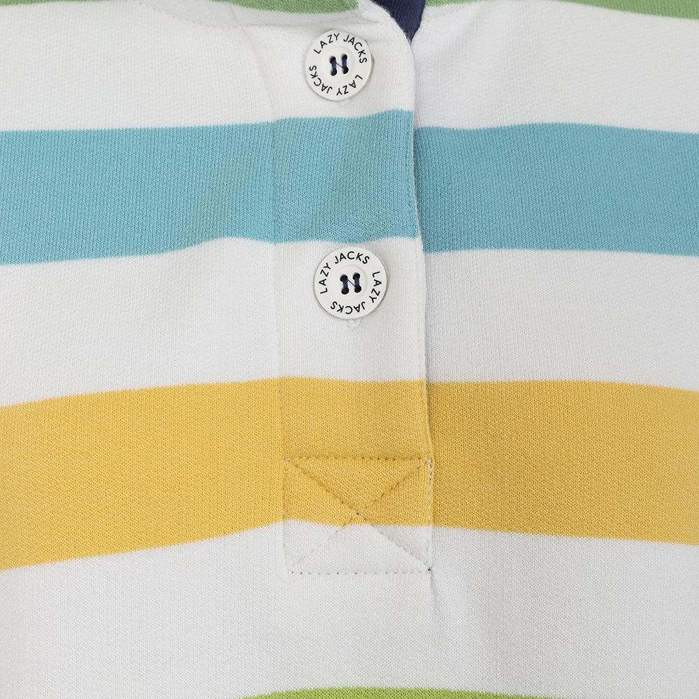 Multicoloured - Back - Lazy Jacks Womens-Ladies Striped Button Neck Sweatshirt