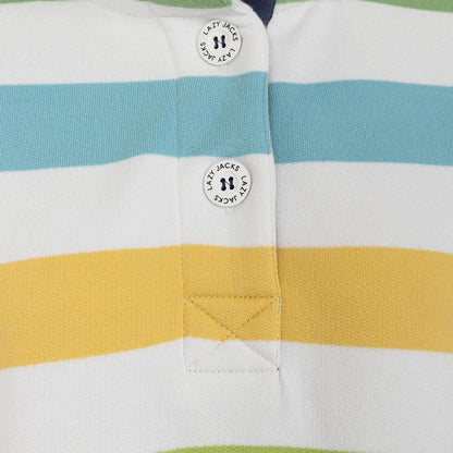 Multicoloured - Back - Lazy Jacks Womens-Ladies Striped Button Neck Sweatshirt
