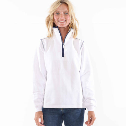 White - Front - Lazy Jacks Womens-Ladies Quarter Zip Sweatshirt