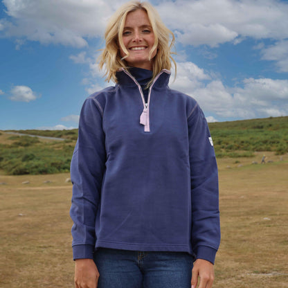 Twilight-Pink - Front - Lazy Jacks Womens-Ladies Quarter Zip Sweatshirt