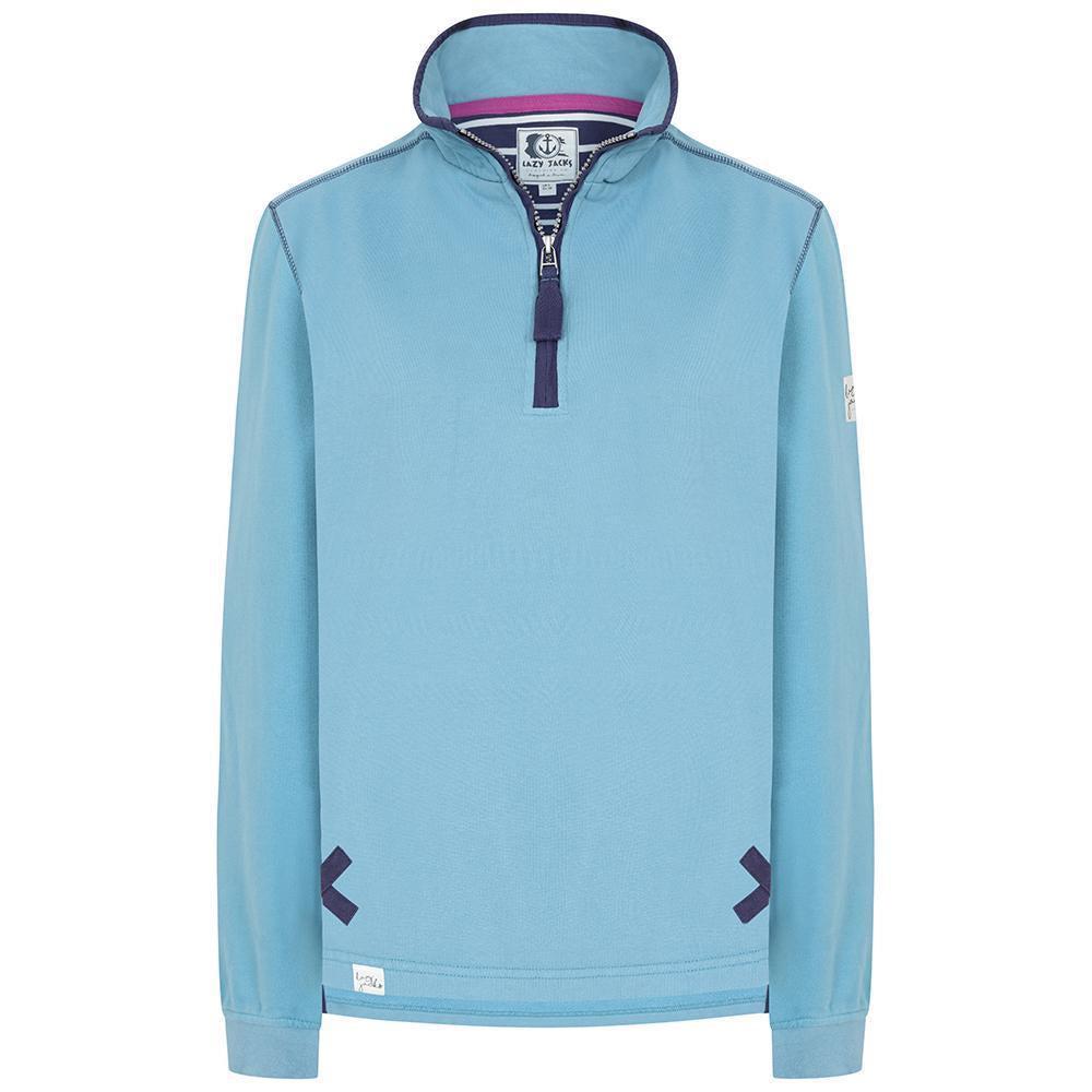 Niagara Blue - Close up - Lazy Jacks Womens-Ladies Quarter Zip Sweatshirt