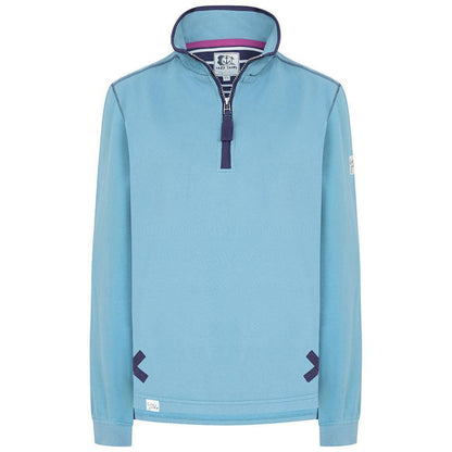 Niagara Blue - Close up - Lazy Jacks Womens-Ladies Quarter Zip Sweatshirt