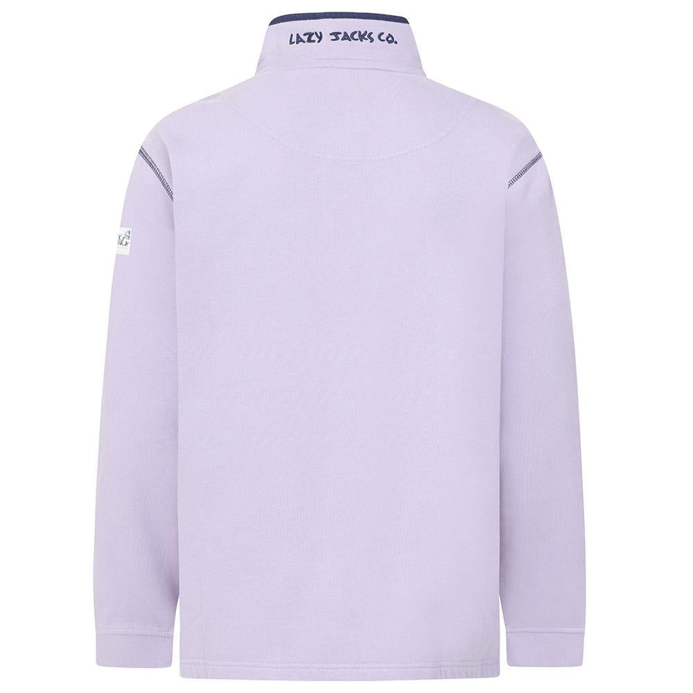 Lilac - Side - Lazy Jacks Womens-Ladies Quarter Zip Sweatshirt