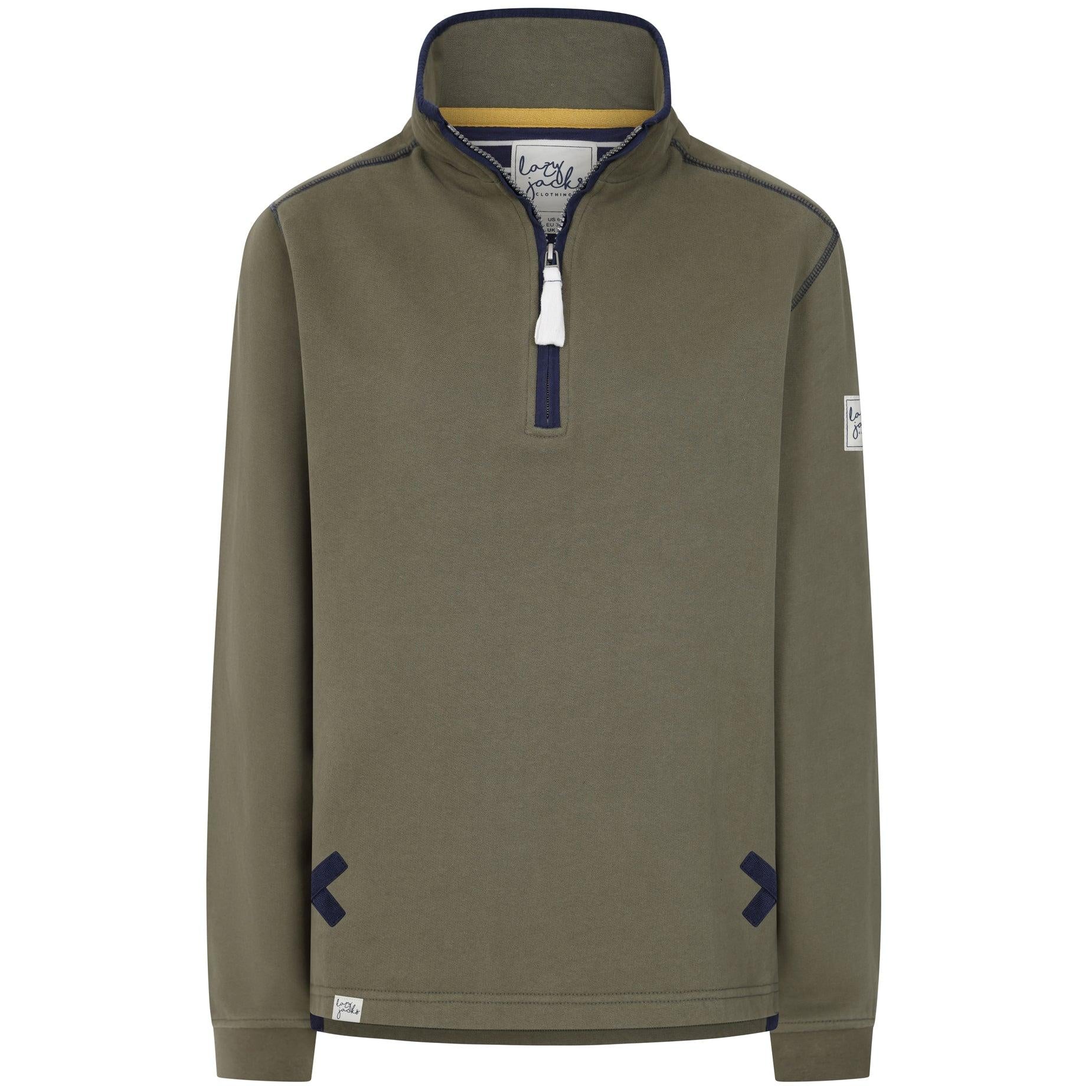 Khaki Green - Back - Lazy Jacks Womens-Ladies Quarter Zip Sweatshirt