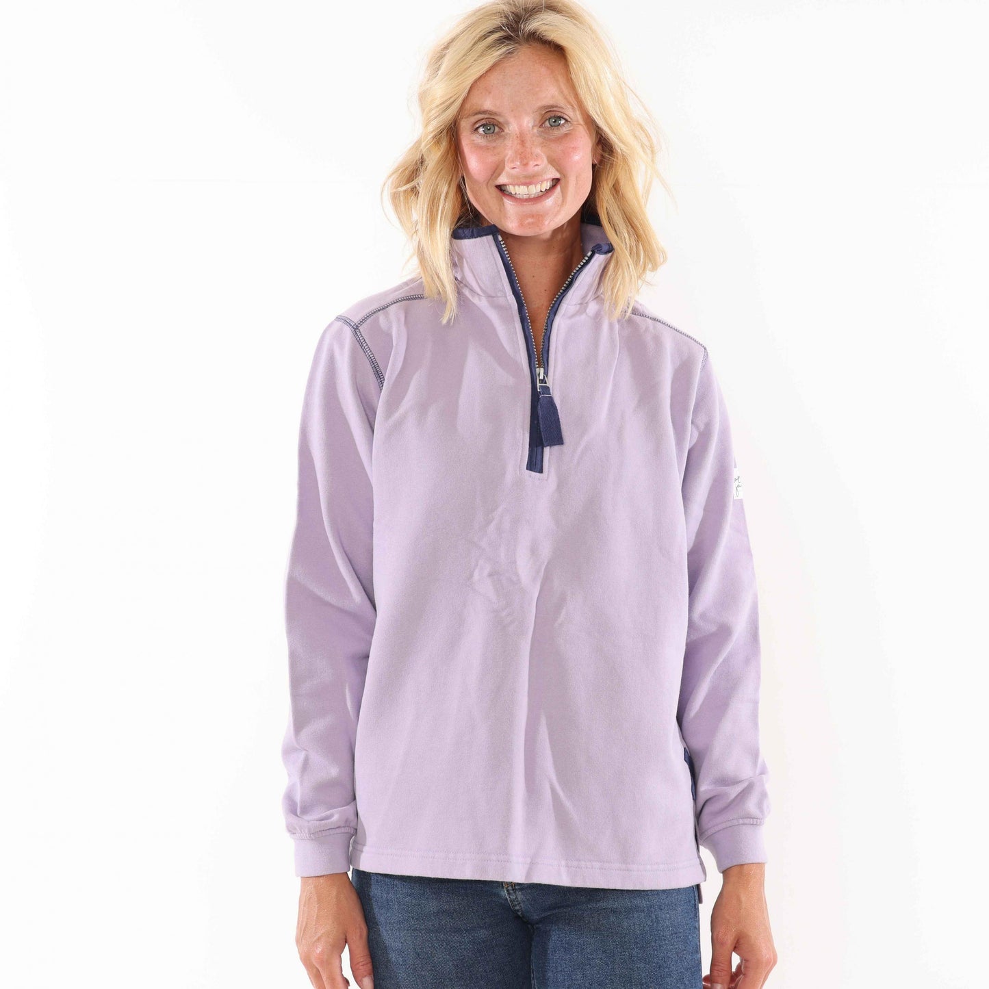 Lilac - Front - Lazy Jacks Womens-Ladies Quarter Zip Sweatshirt