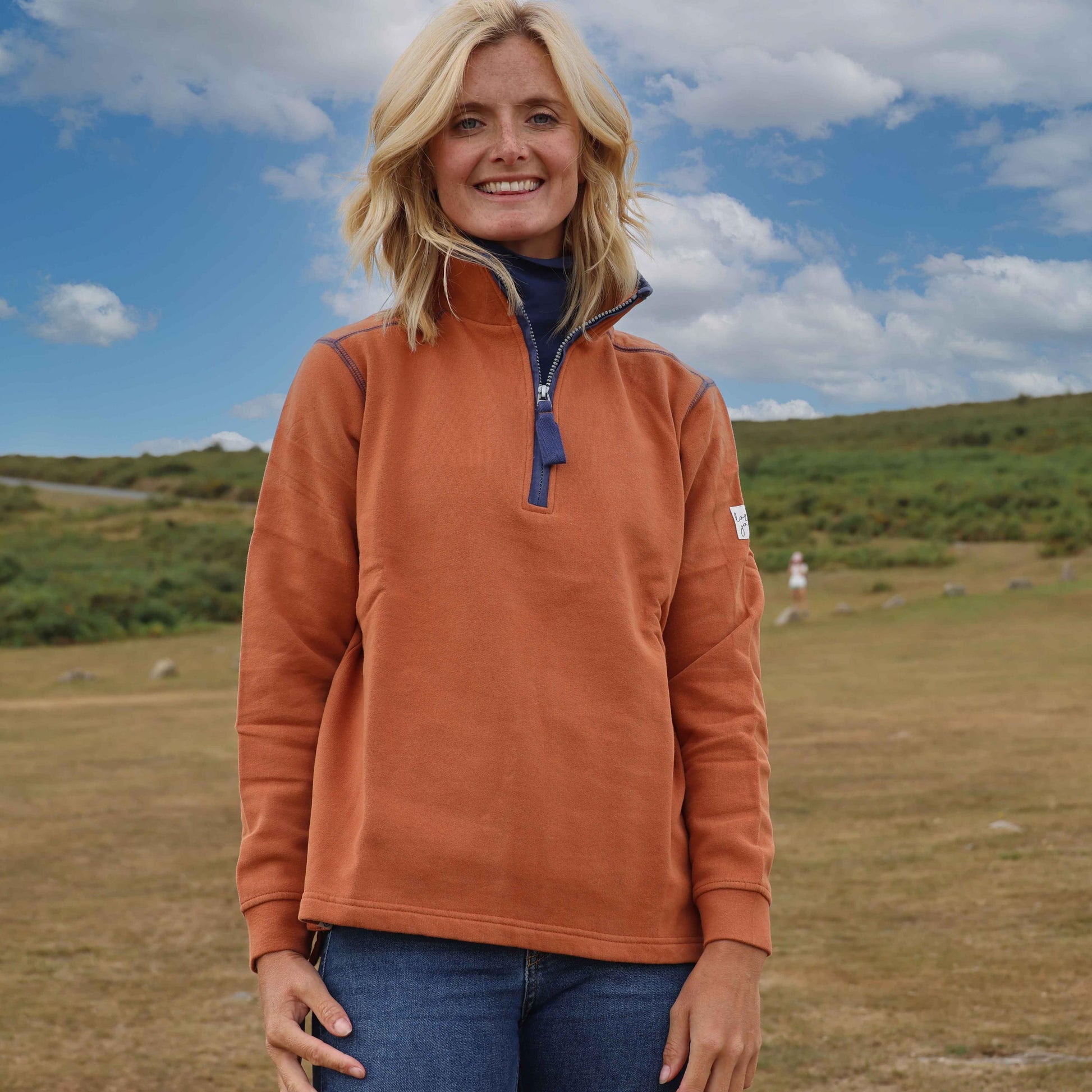 Orange - Back - Lazy Jacks Womens-Ladies Quarter Zip Sweatshirt