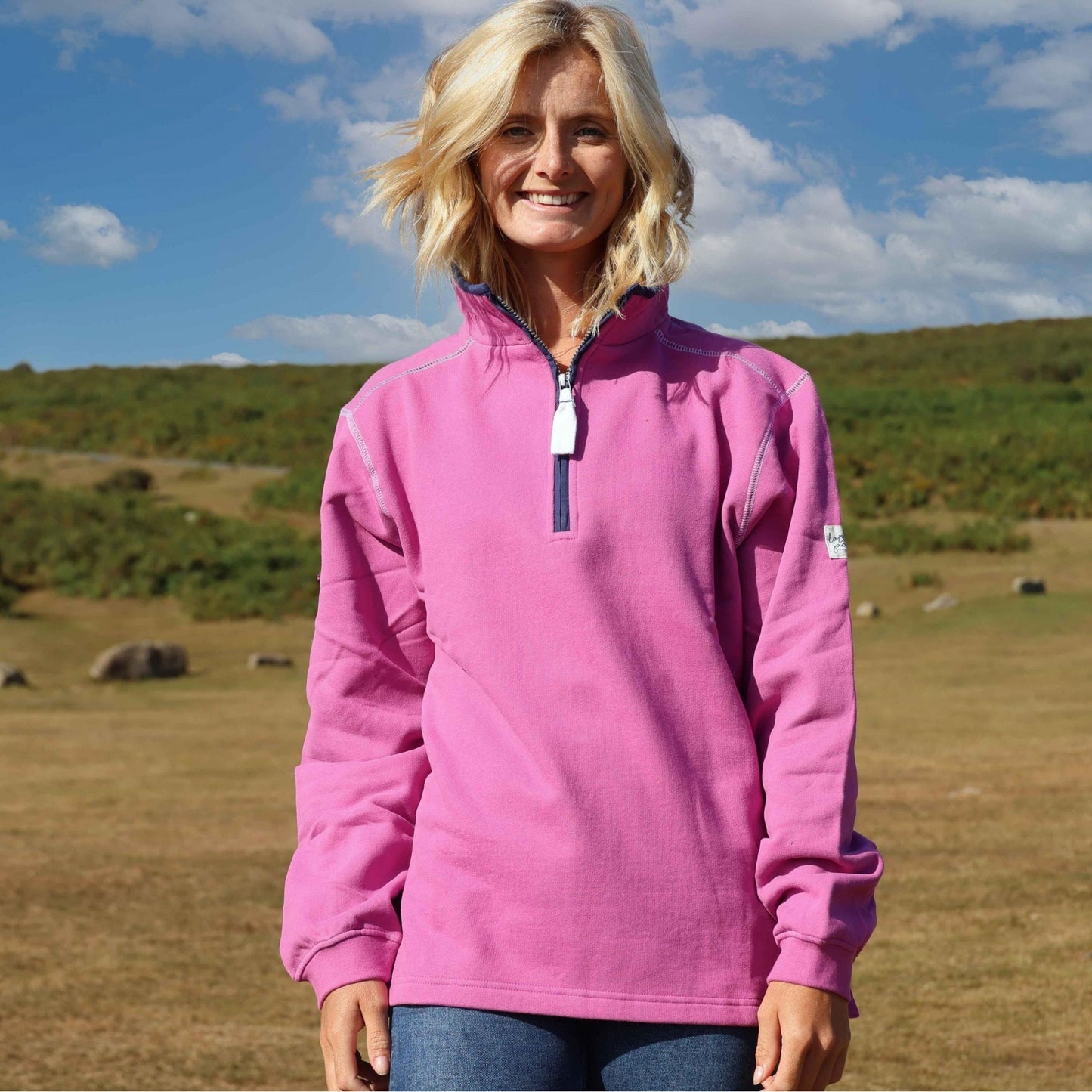 Raspberry - Back - Lazy Jacks Womens-Ladies Quarter Zip Sweatshirt