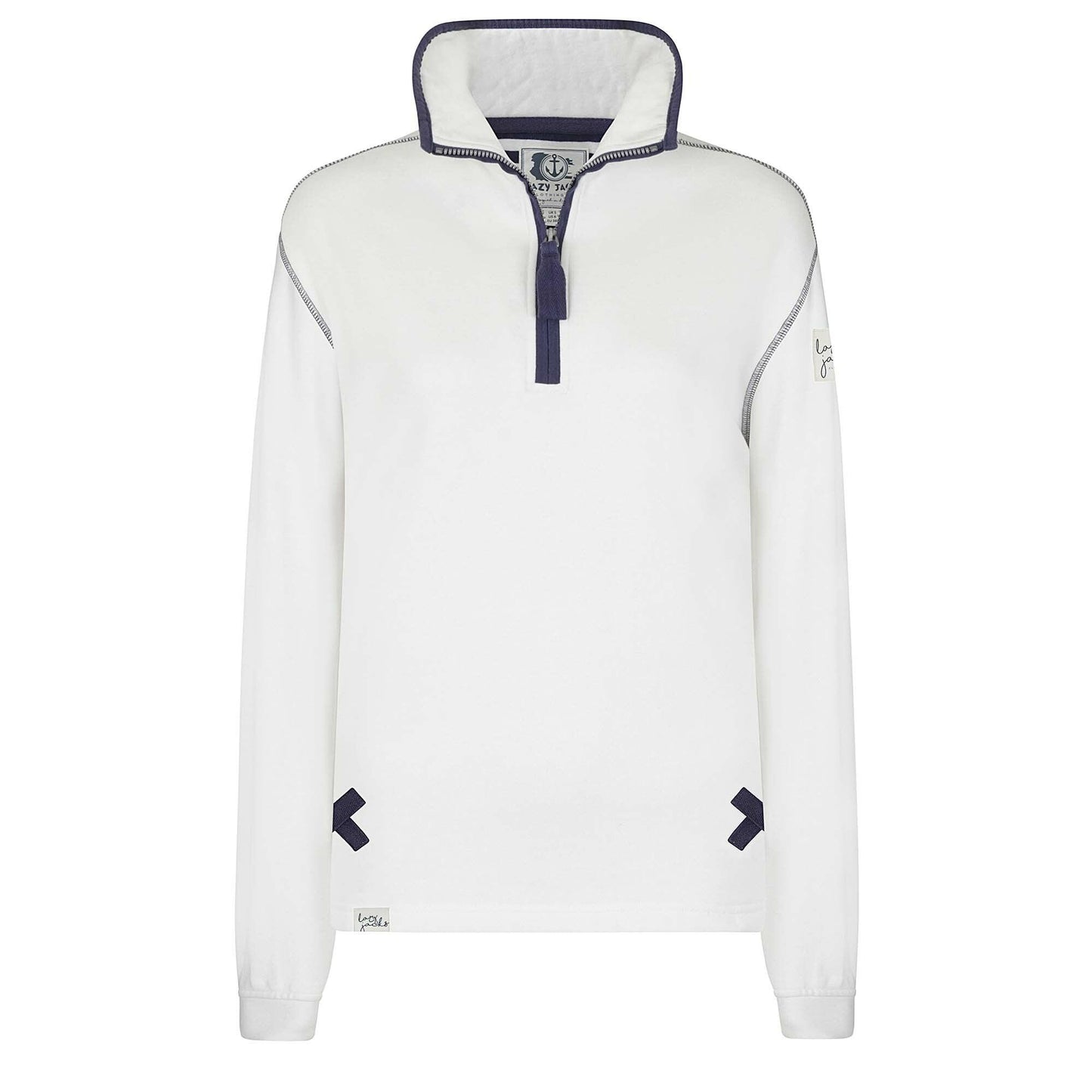 White - Back - Lazy Jacks Womens-Ladies Quarter Zip Sweatshirt