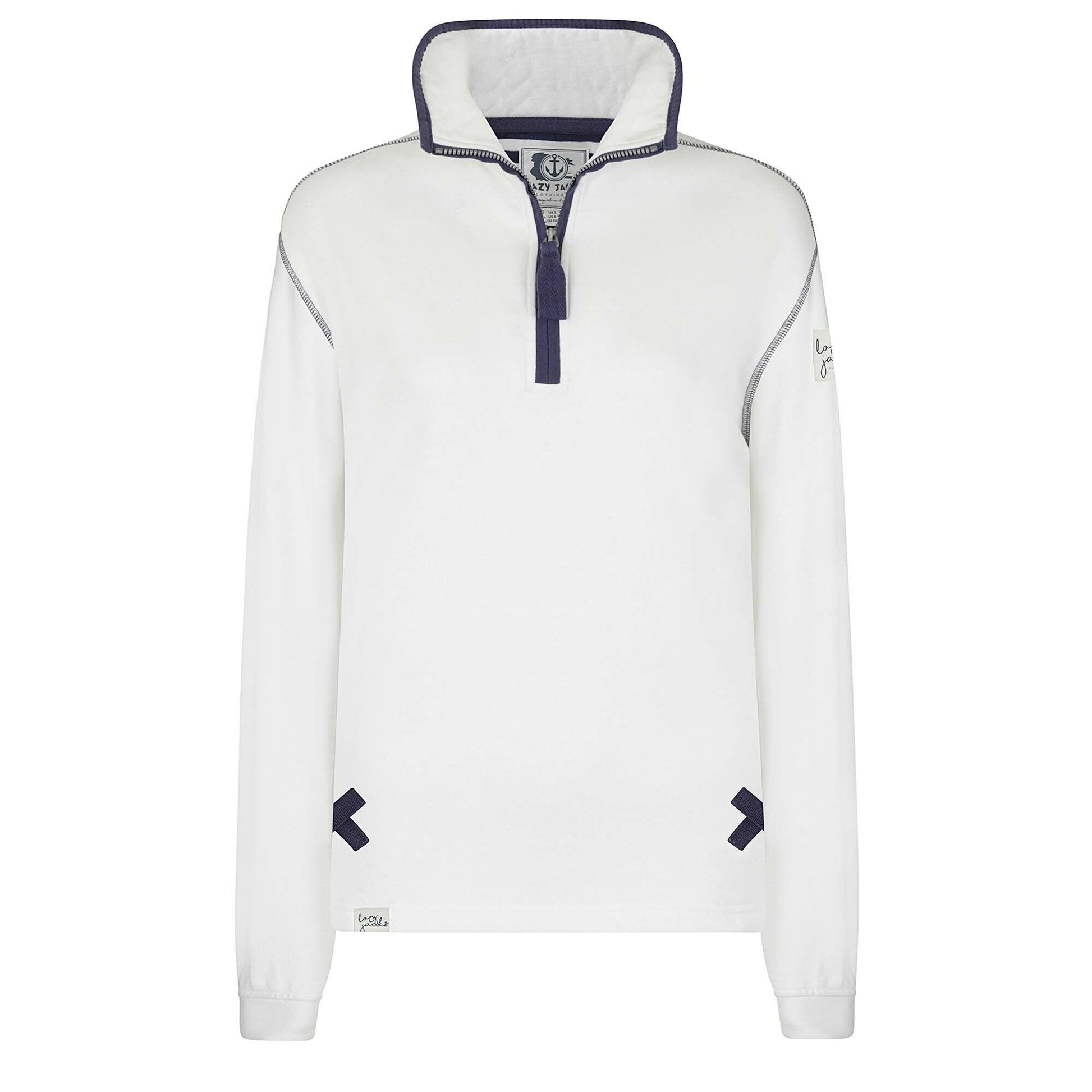 White - Back - Lazy Jacks Womens-Ladies Quarter Zip Sweatshirt