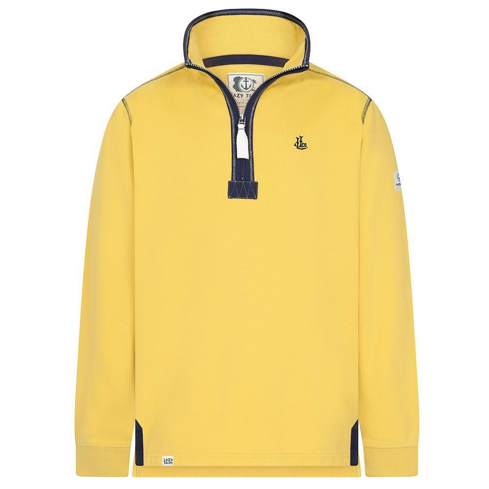 Yellow - Front - Lazy Jacks Mens Quarter Zip Sweatshirt