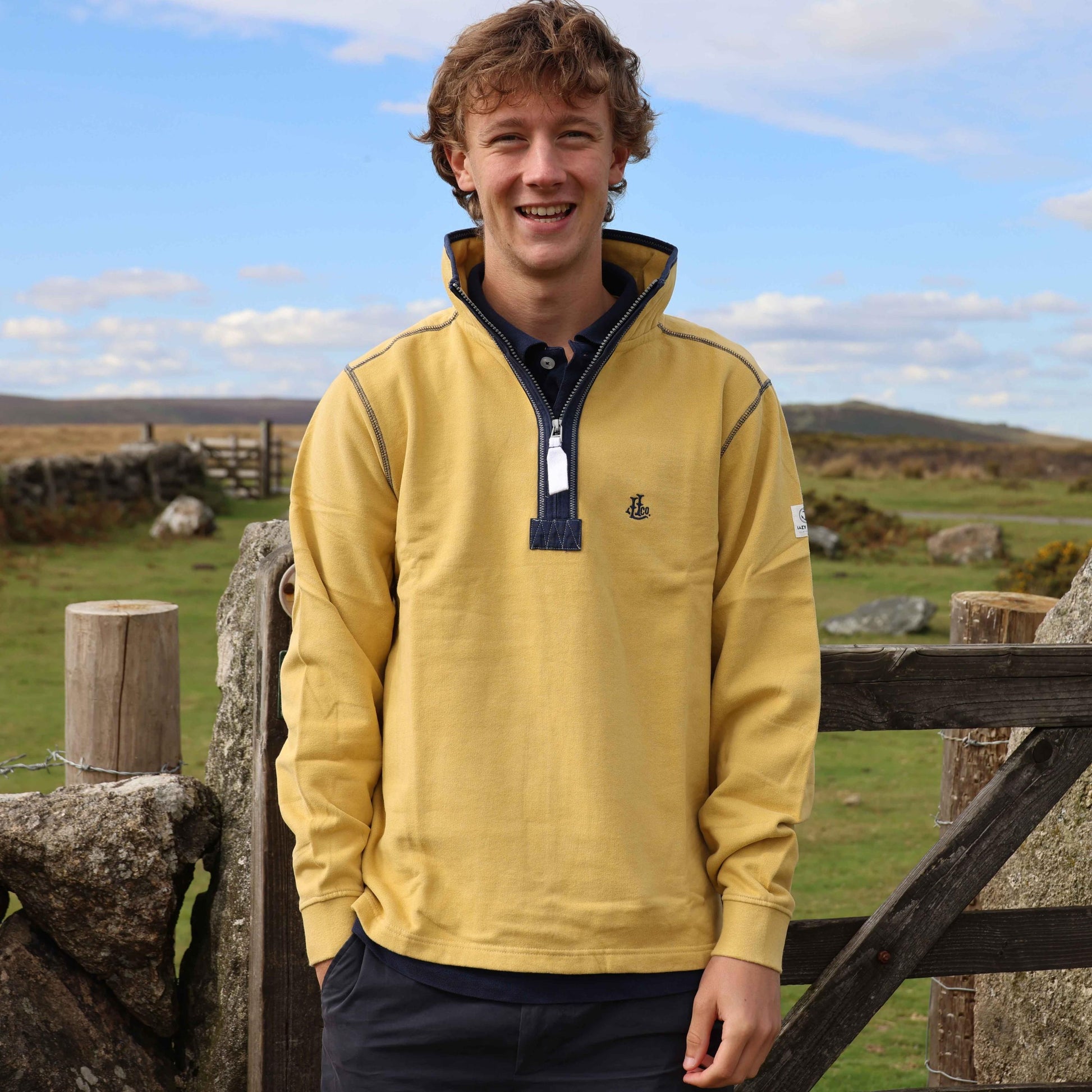 Heather - Back - Lazy Jacks Mens Quarter Zip Sweatshirt